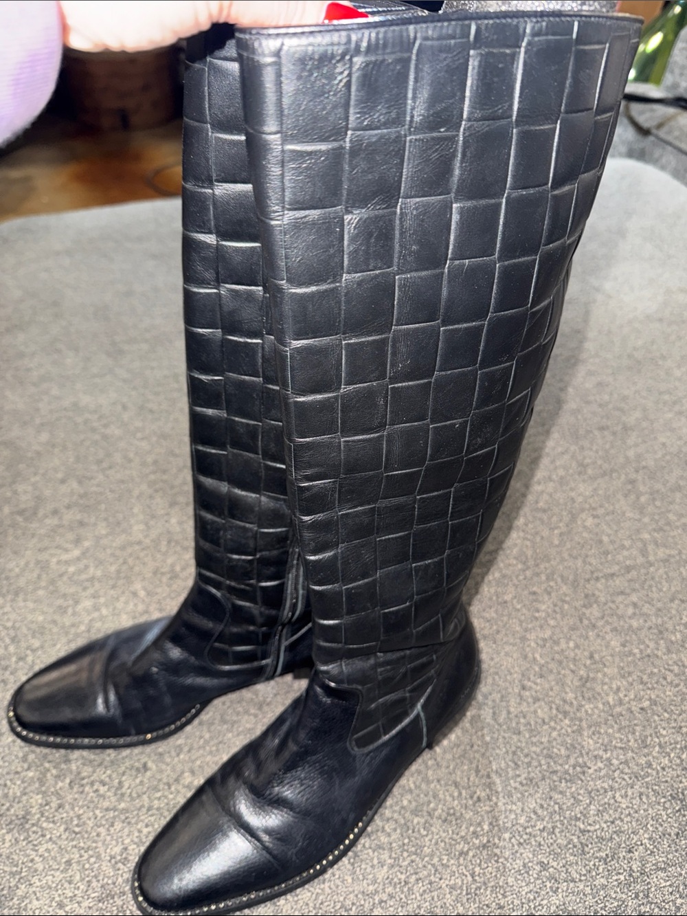 Made in Brazil Women's Black Quilted Knee-High Leather Boots